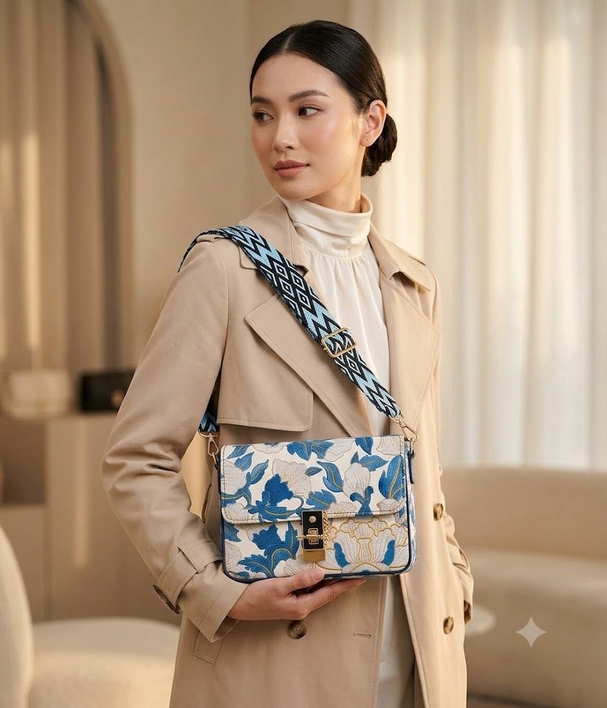 here&now Blue Women Sling Bag Floral Sling Bag For Women and Girls-picture-10