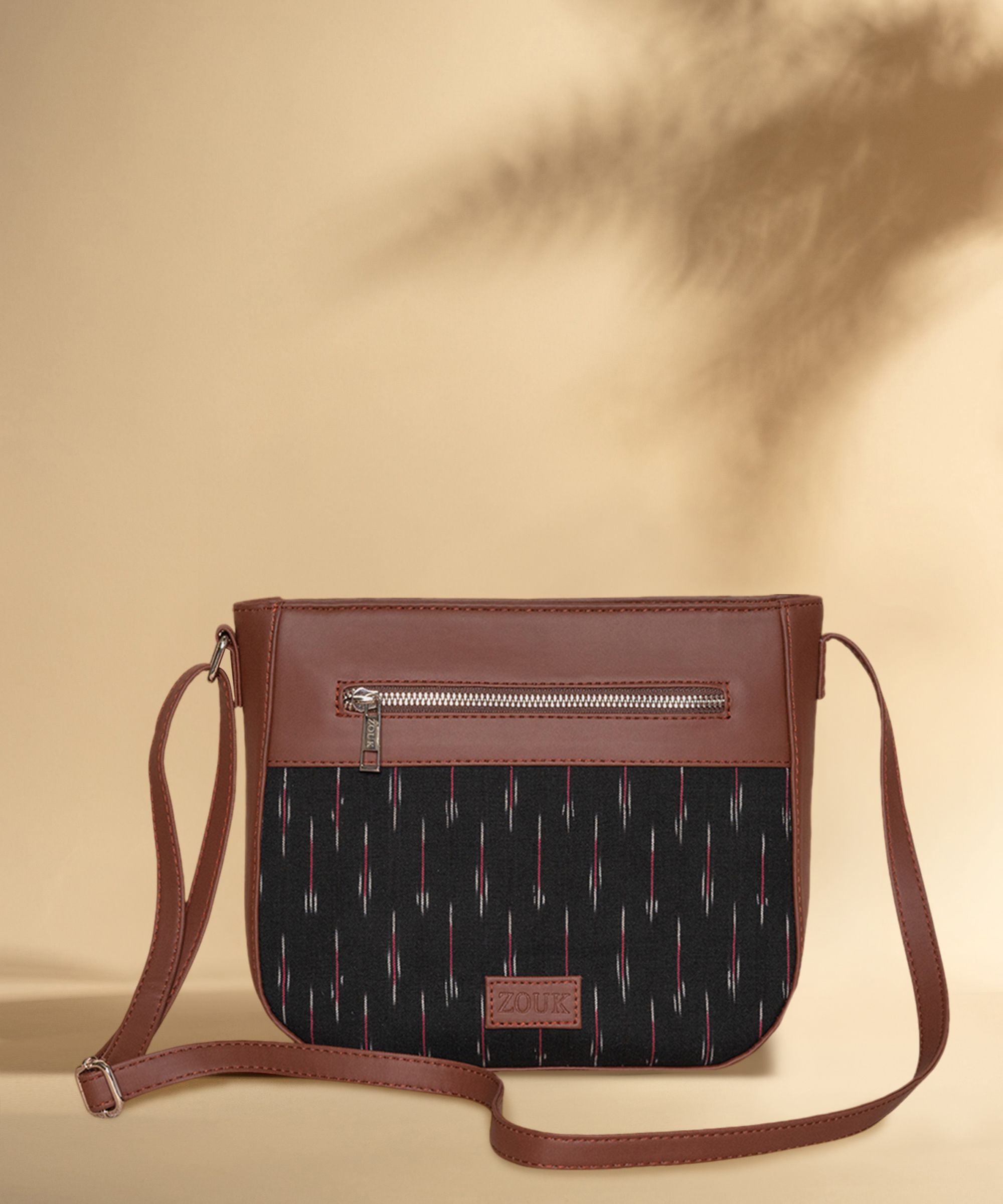 Black Women Sling Bag Ikat GreRed U Shaped Sling Bag-image-1