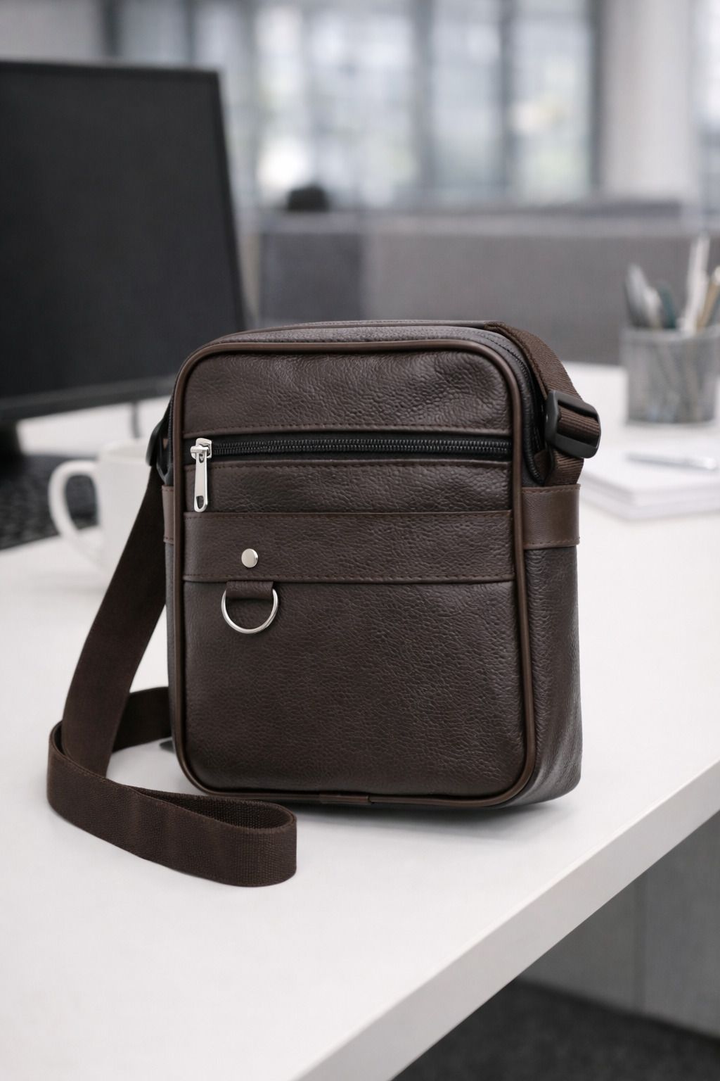 Brown Men & Women Sling Bag Men's Brown PU Leather Messenger Bag | Stylish Crossbody Sling Bag for Boys