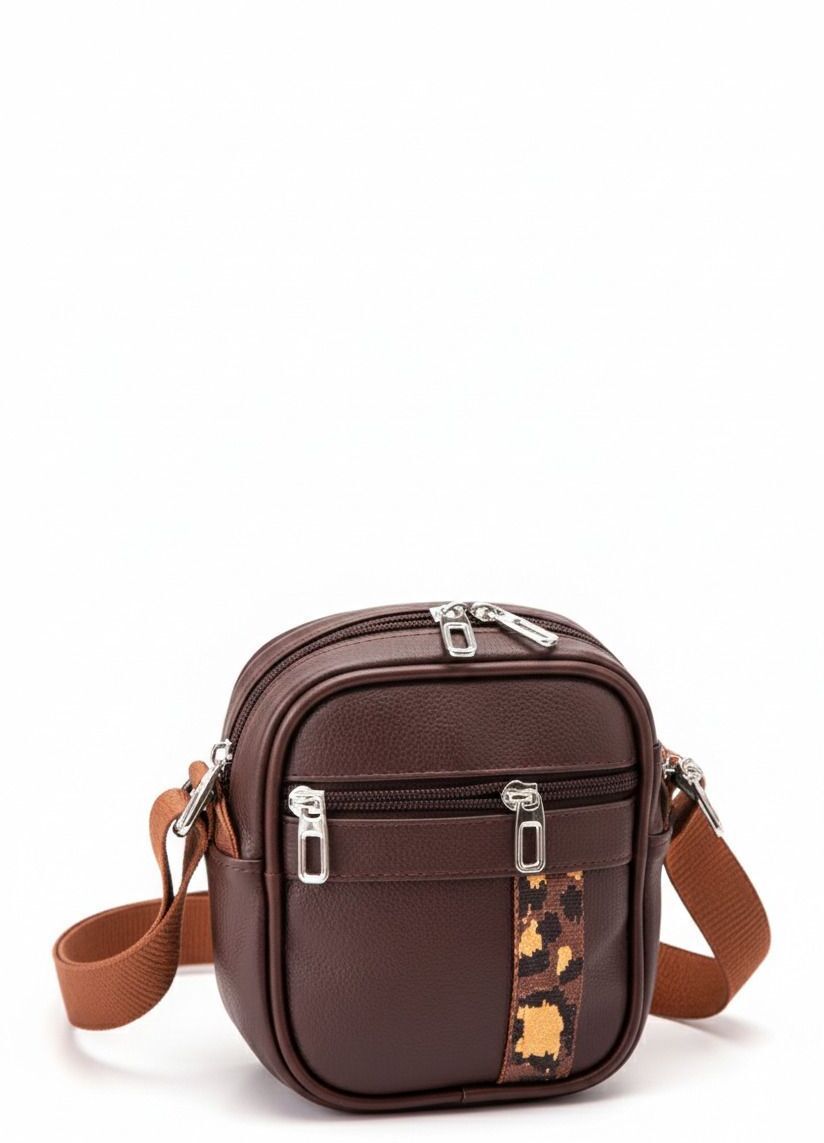 Brown Men & Women Messenger Bag Mini Travel Bag-image-36