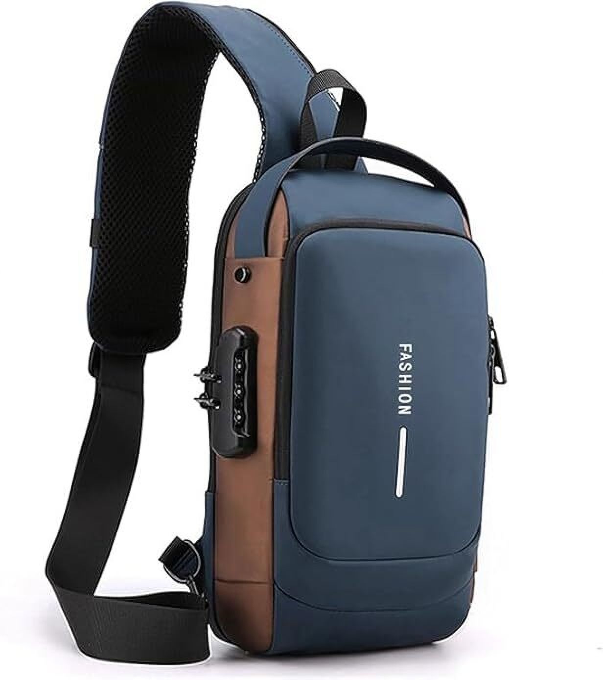 Blue, Gold Men & Women Shoulder Bag / Anti Theft Unisex Waterproof Side Bag, USB Charging port Shoulder Backpack-image-47