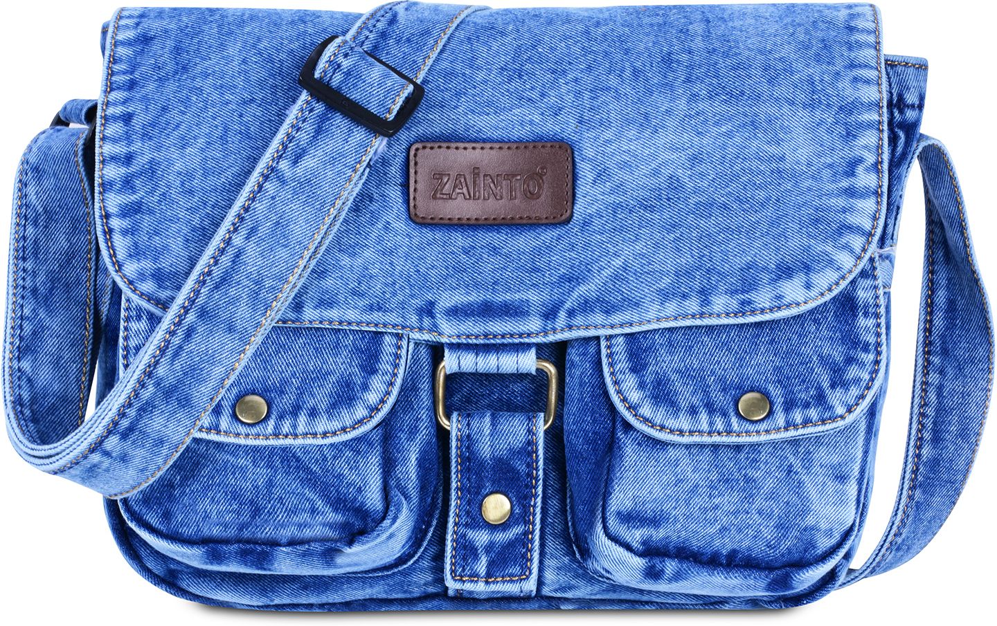 zainto Blue Men & Women Sling Bag College Denim Sling bag for Book-picture-15