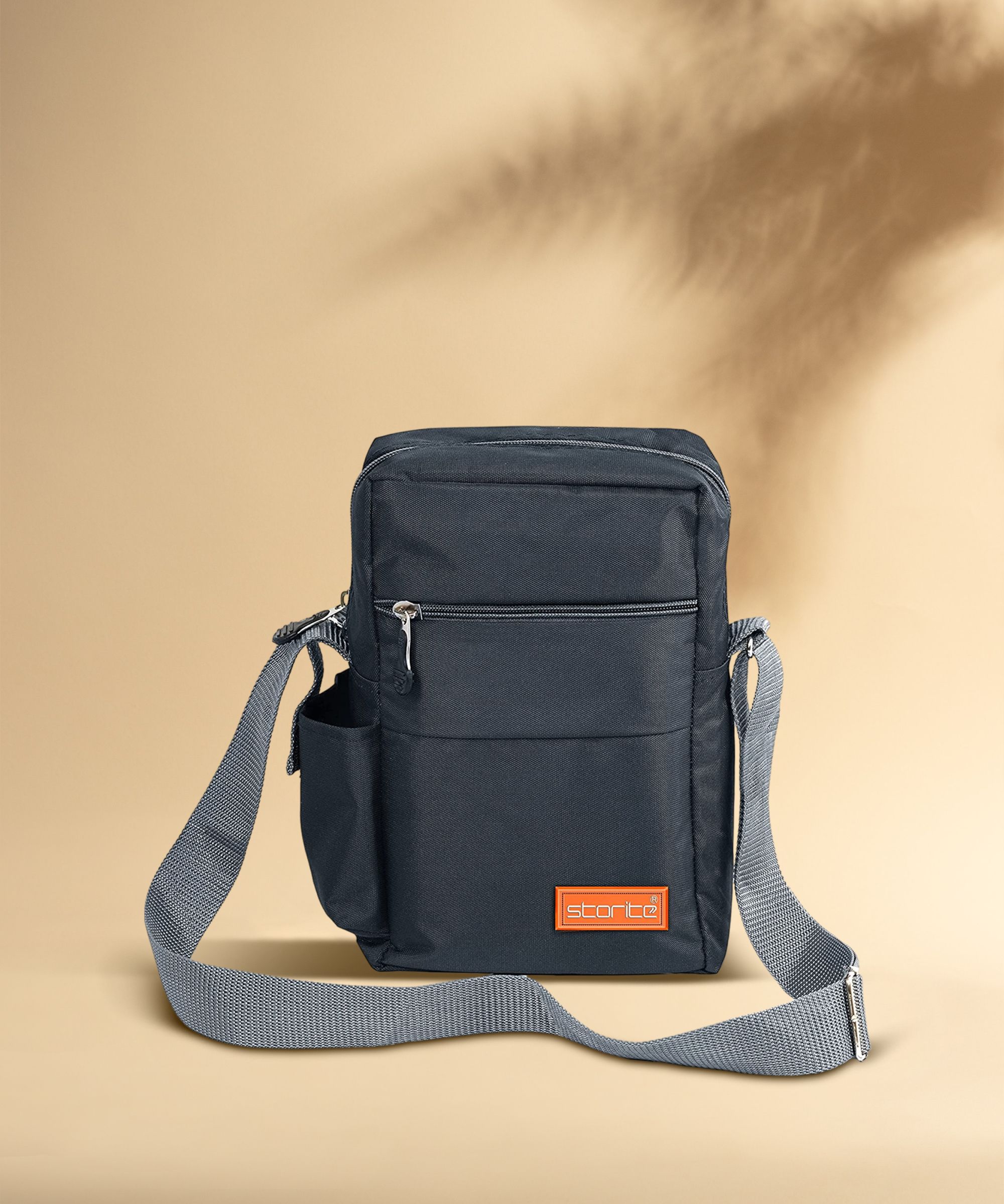 Grey Men Sling Bag - Medium Cross Body Messenger Sling Bag - Dark Grey-image-1