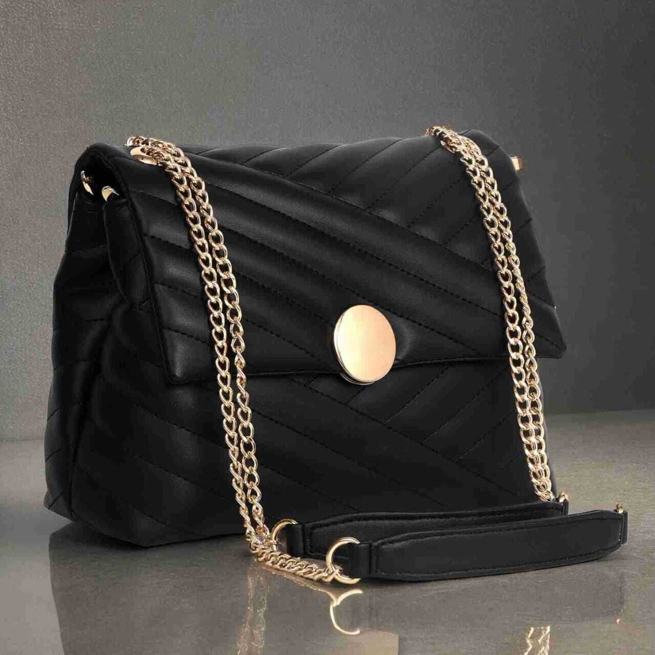 Black Women Sling Bag Monarque Prestige Élitaire Quilted Luxe Masterpiece Handbag-image-41