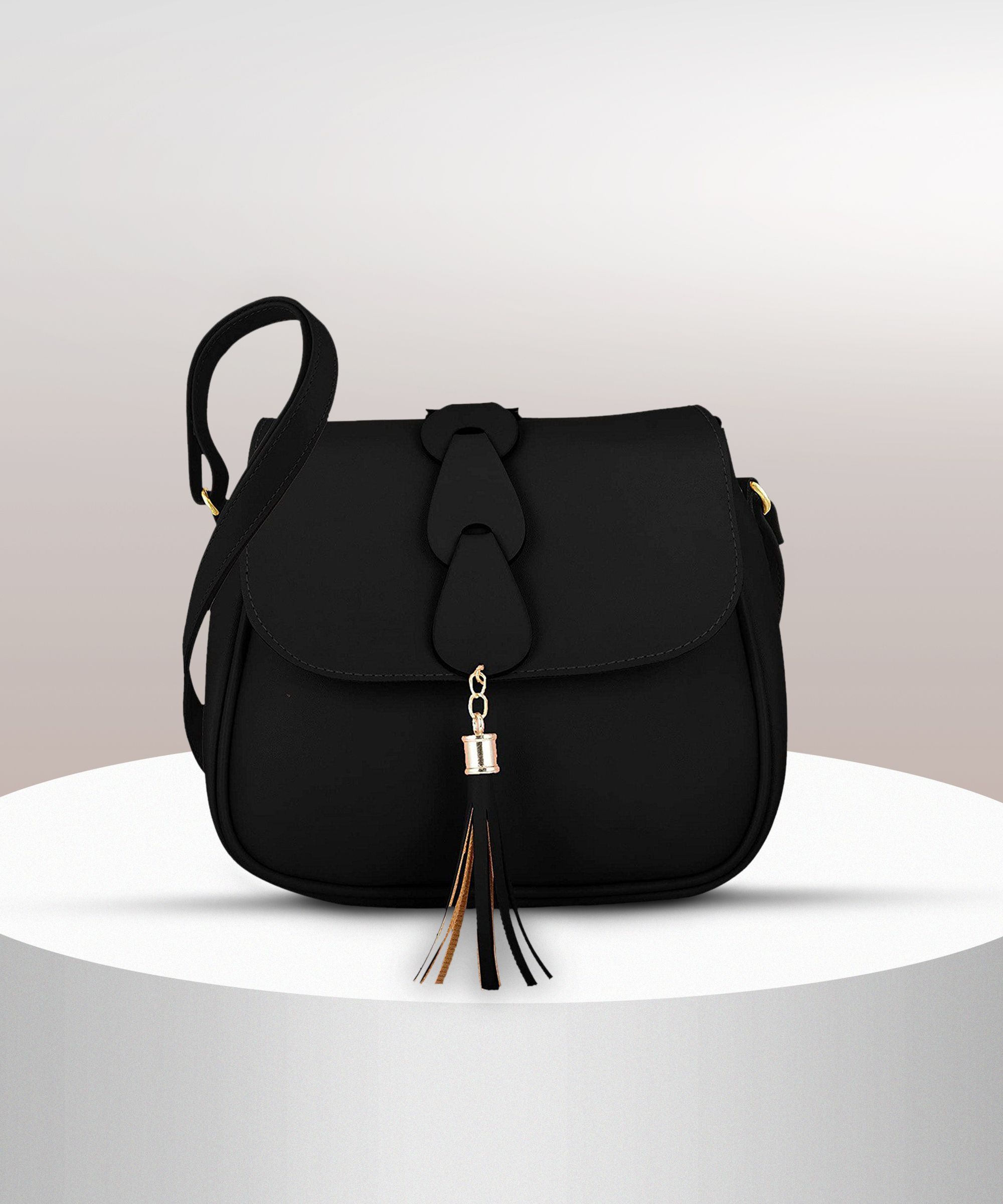 Black Women Sling Bag - Medium Women's & Girls' Sling Bag (Black)-image-41