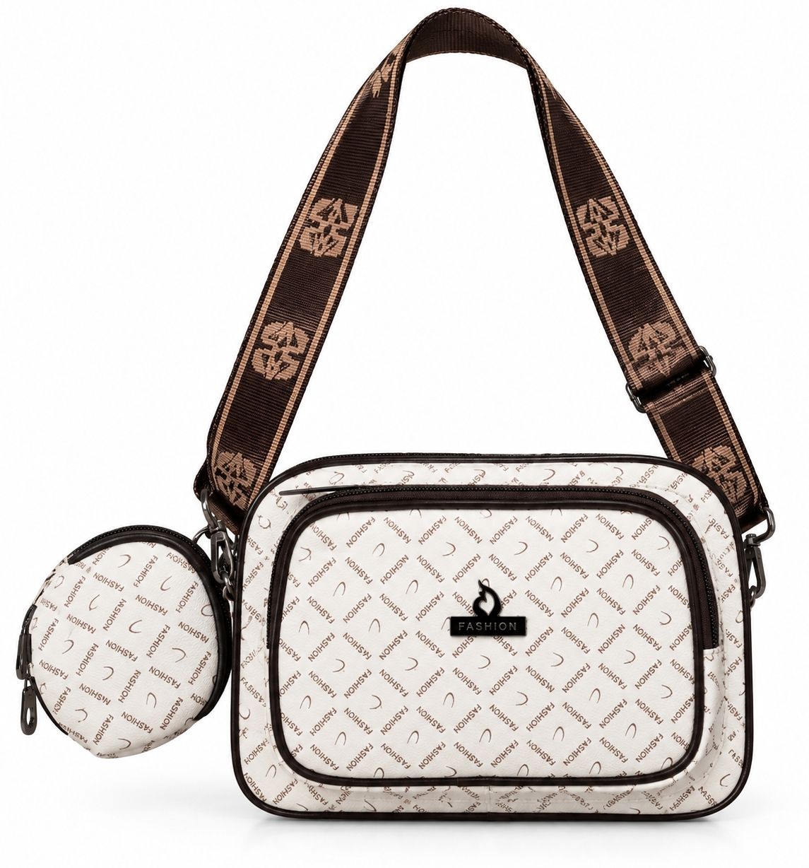 Brown Women Shoulder Bag Classic Printed Sling Bag-image-7