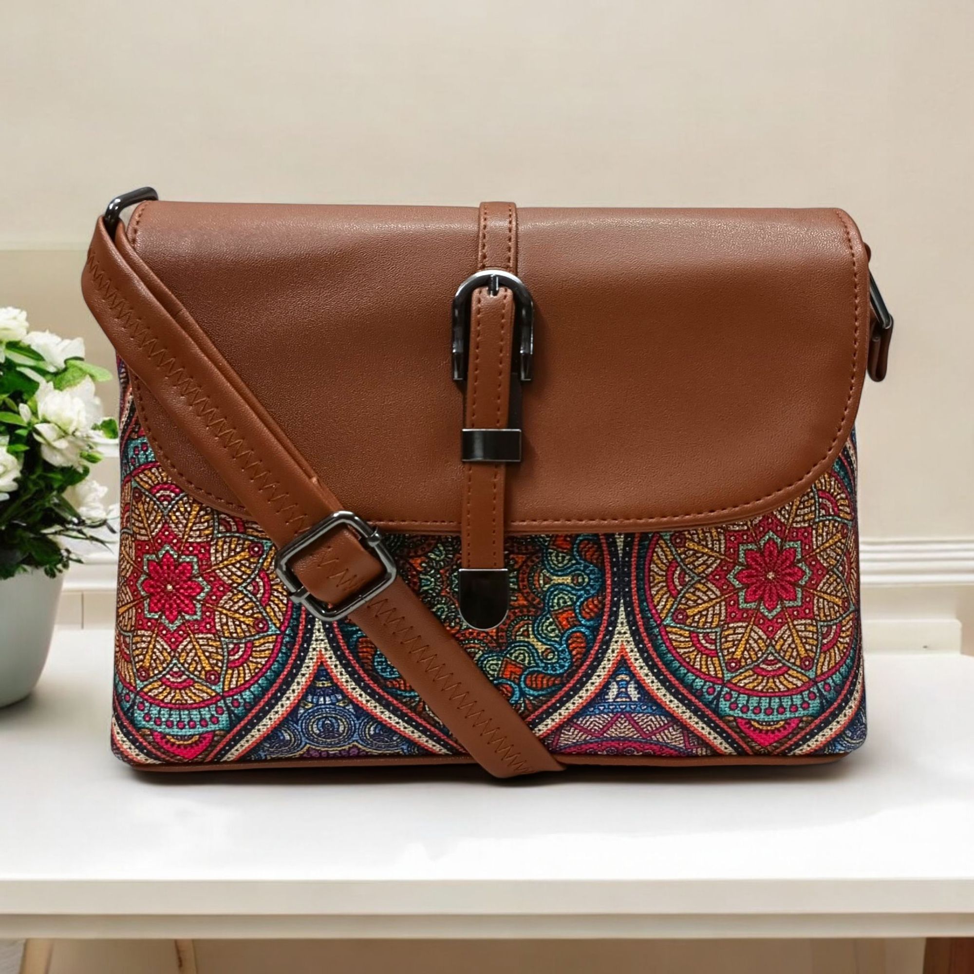 jugnu Maroon Women Sling Bag Handicraft Jute & Rexine Sling Bag with Magnetic Flap-picture-11