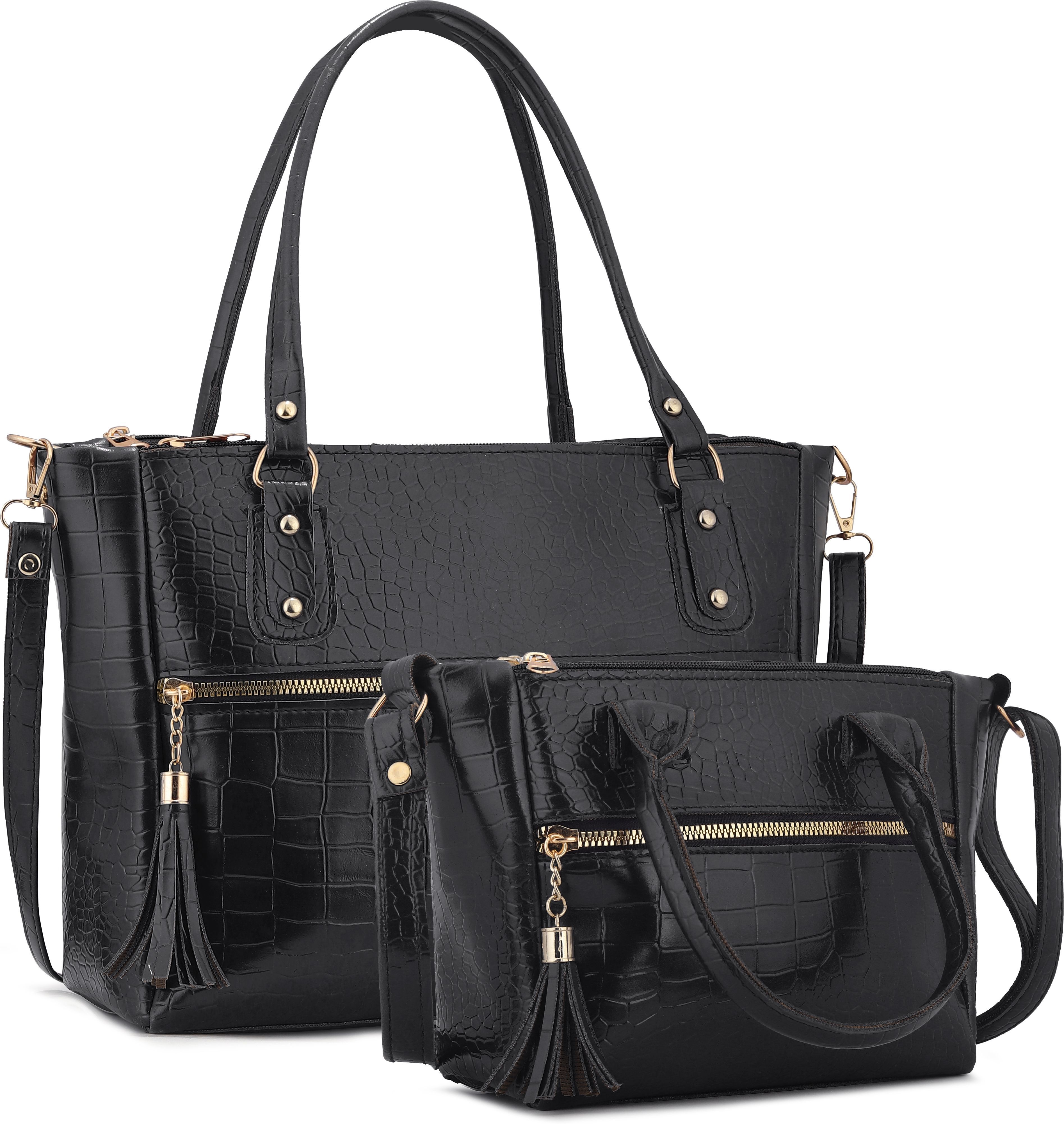 Black Women Hand-held Bag The Croco Luxe 2-in-1 Handbag Set (or) The Sienna Croco Combo-image-7