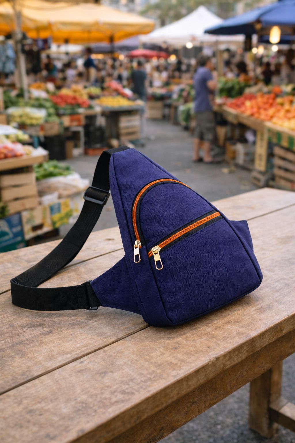 Blue Men Shoulder Bag Premium Blue Polyester Sling Bag – Durable Crossbody for Men & Boys