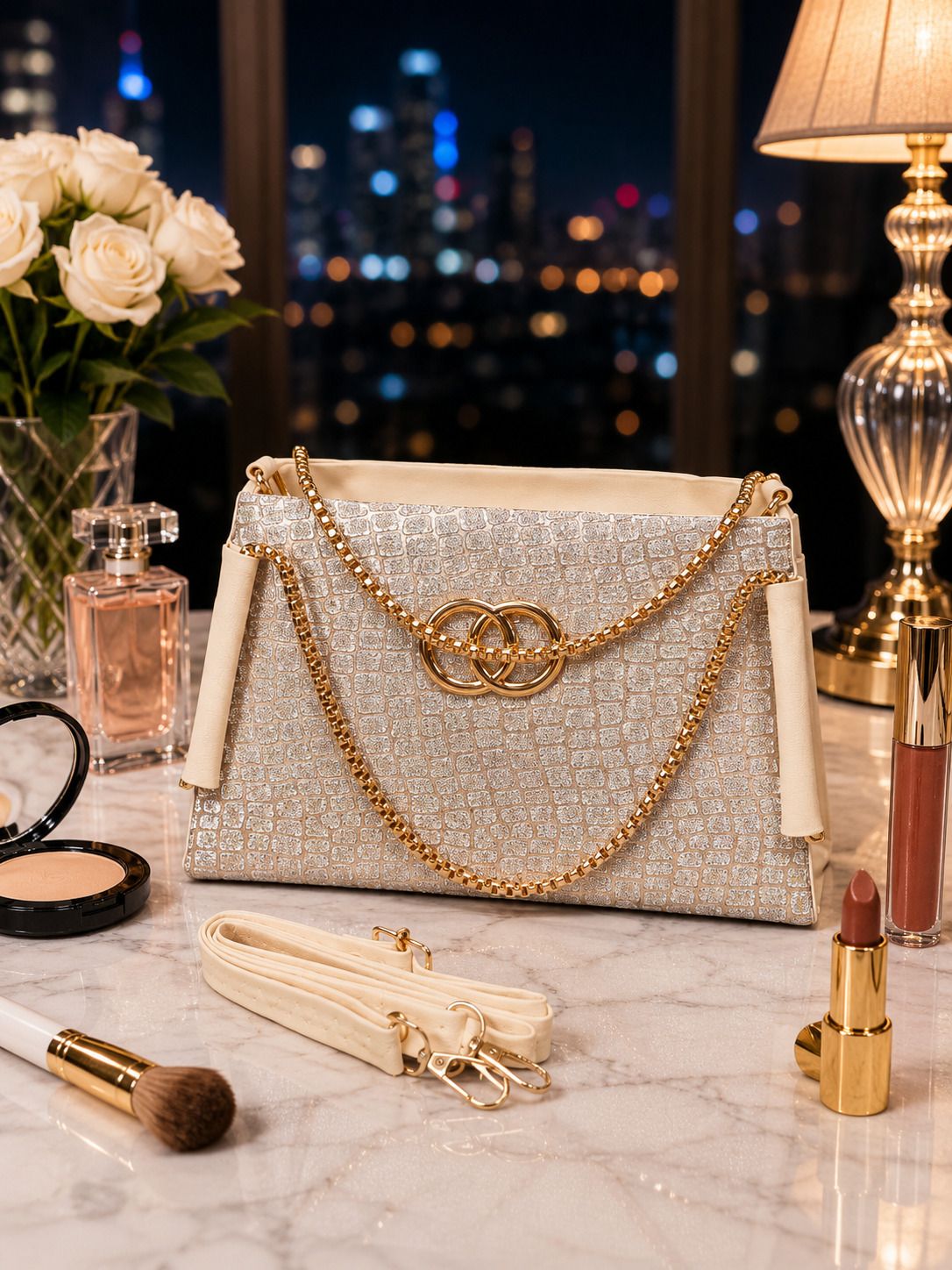 Silver Women Hand-held Bag Night Party Handbag with stylish design-image-1