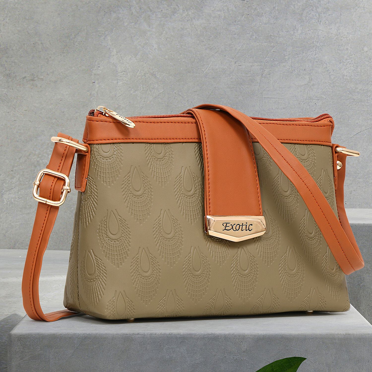 Khaki Women Sling Bag Embossed SlingBag-image-47