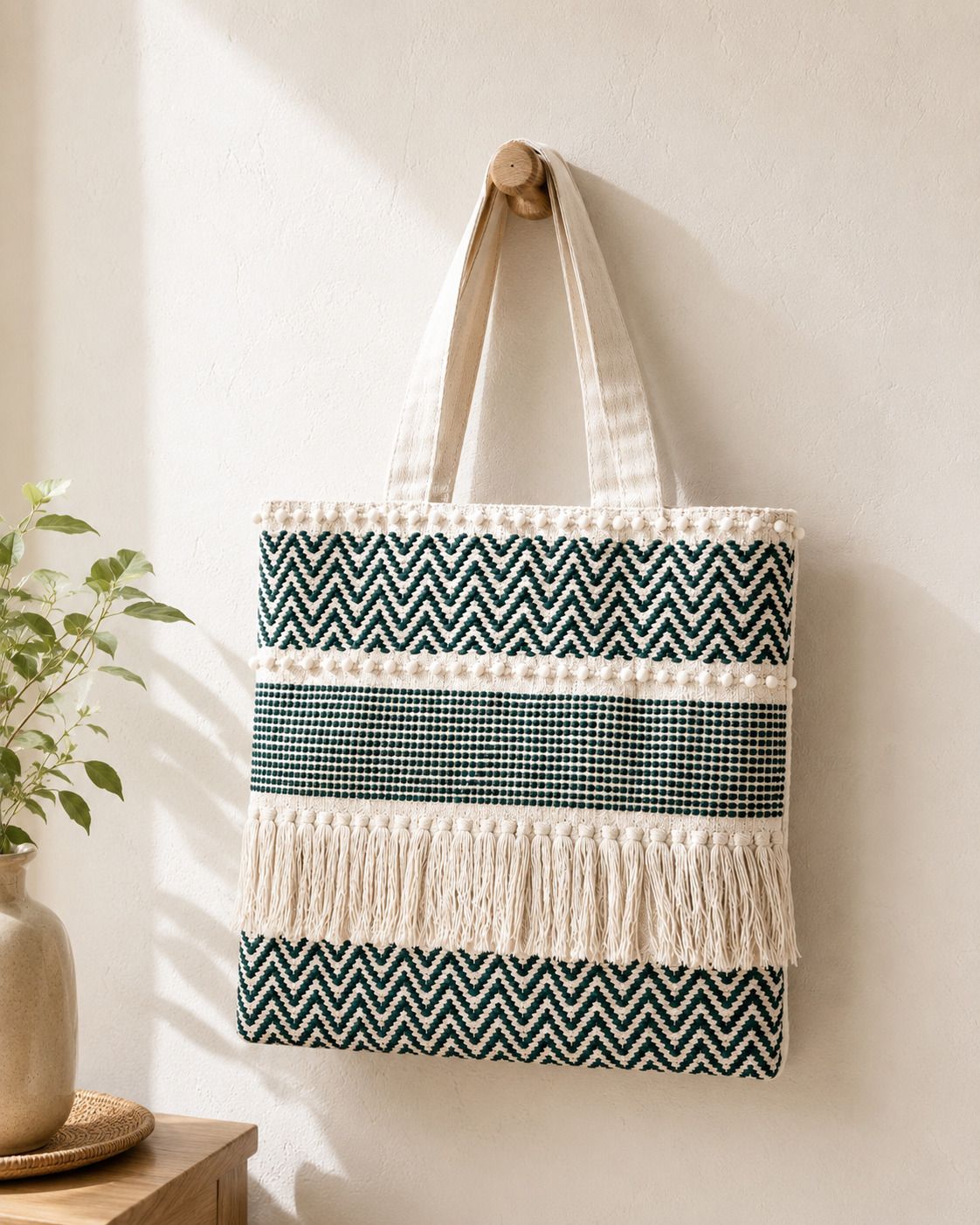 Women Green, White Shoulder Bag-image-10
