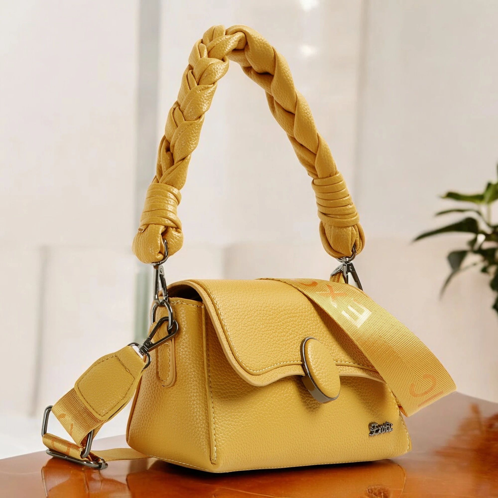 exotic Yellow Women Sling Bag Flap Design Texture Sling Bag-picture-24
