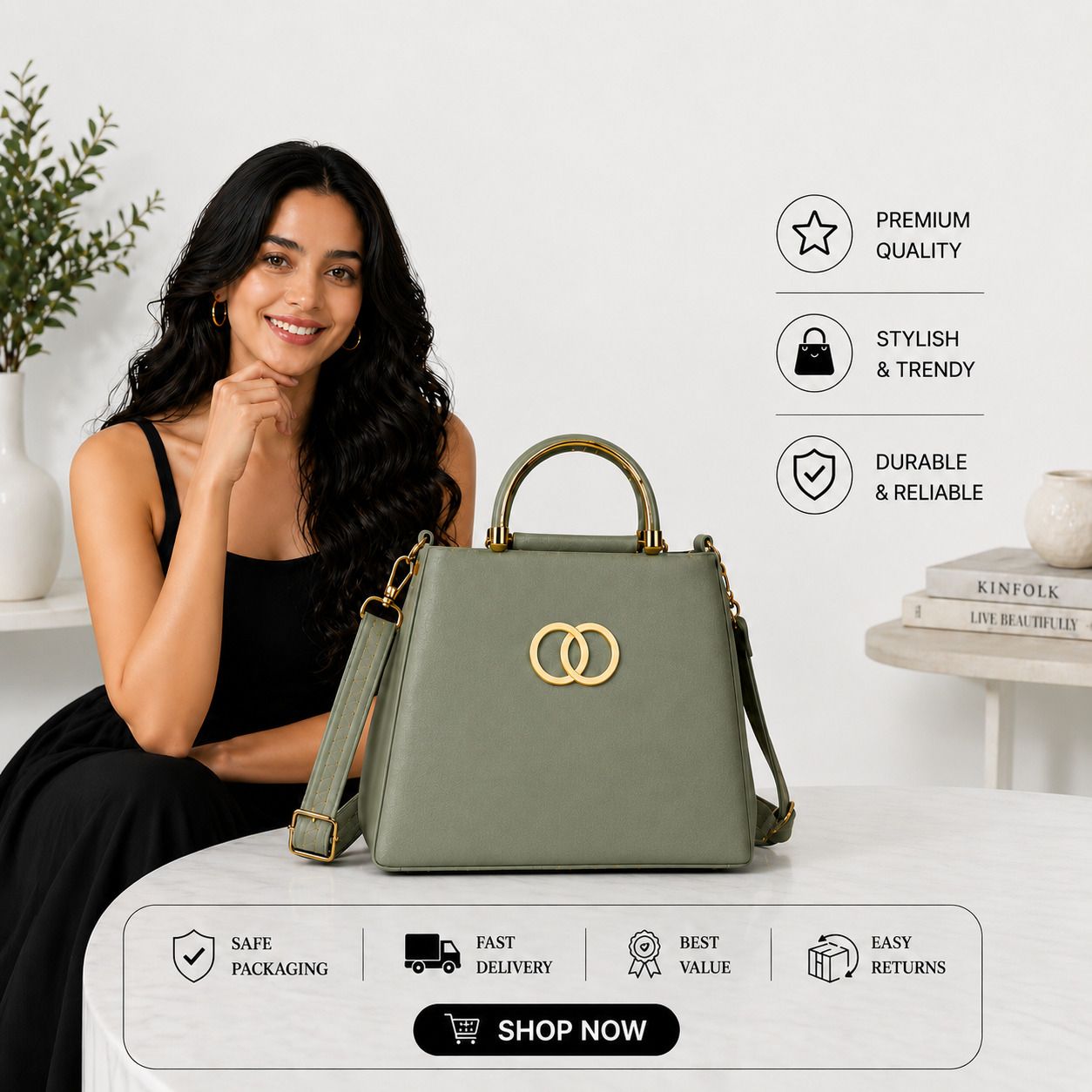 clovia fashion Women Green Shoulder Bag-picture-43