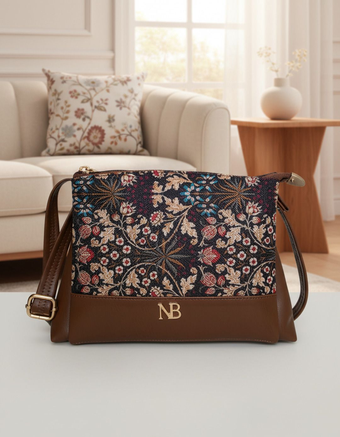 nicoberry Tan, Multicolor Women Sling Bag Women's Floral Jacquard Sling Bag | Premium Crossbody-picture-0
