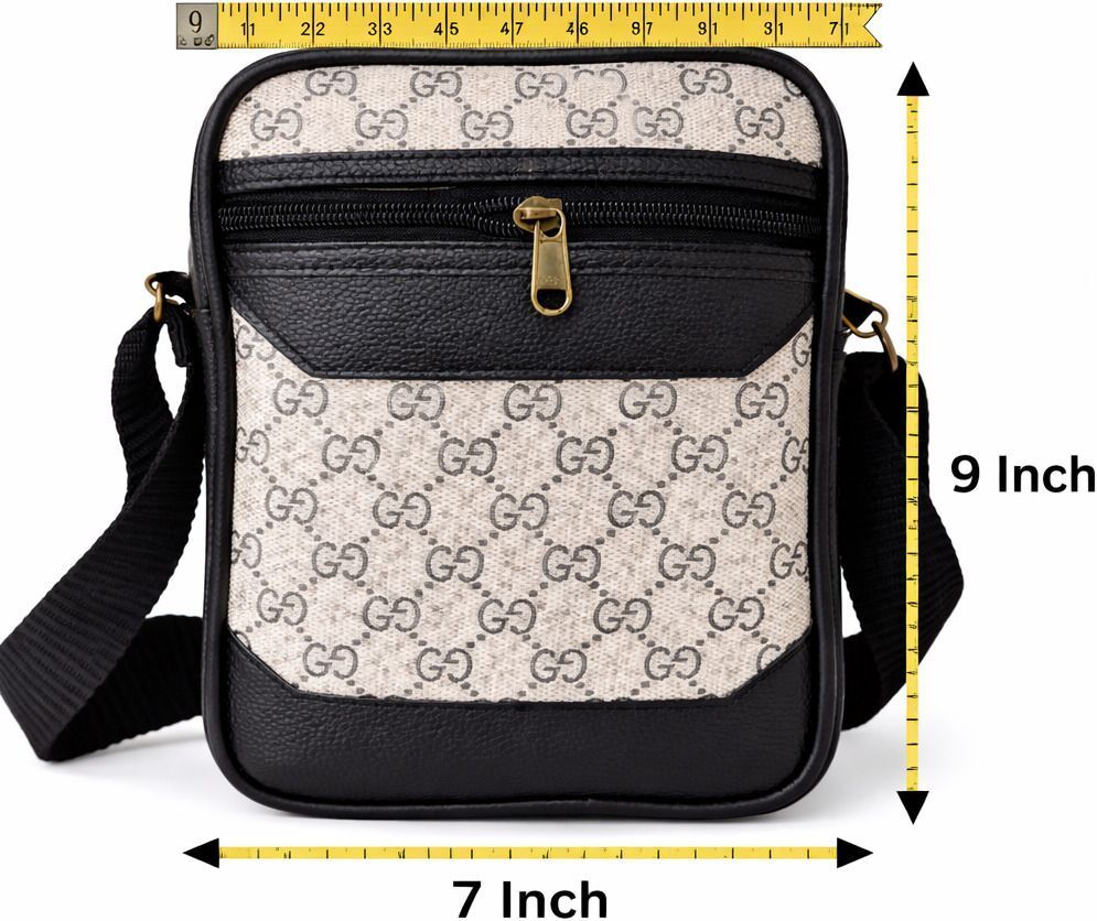 zivara Silver, Black Men & Women Messenger Bag Silver print Large sider-picture-21