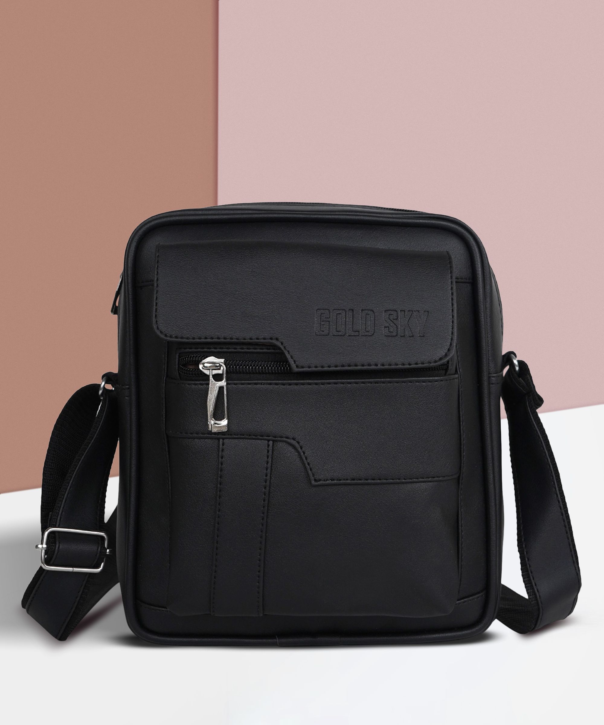 Black Men & Women Sling Bag PU Leather Sling Bag/Crossbody Tablet Messenger Bag For Office Business Travel-image-33