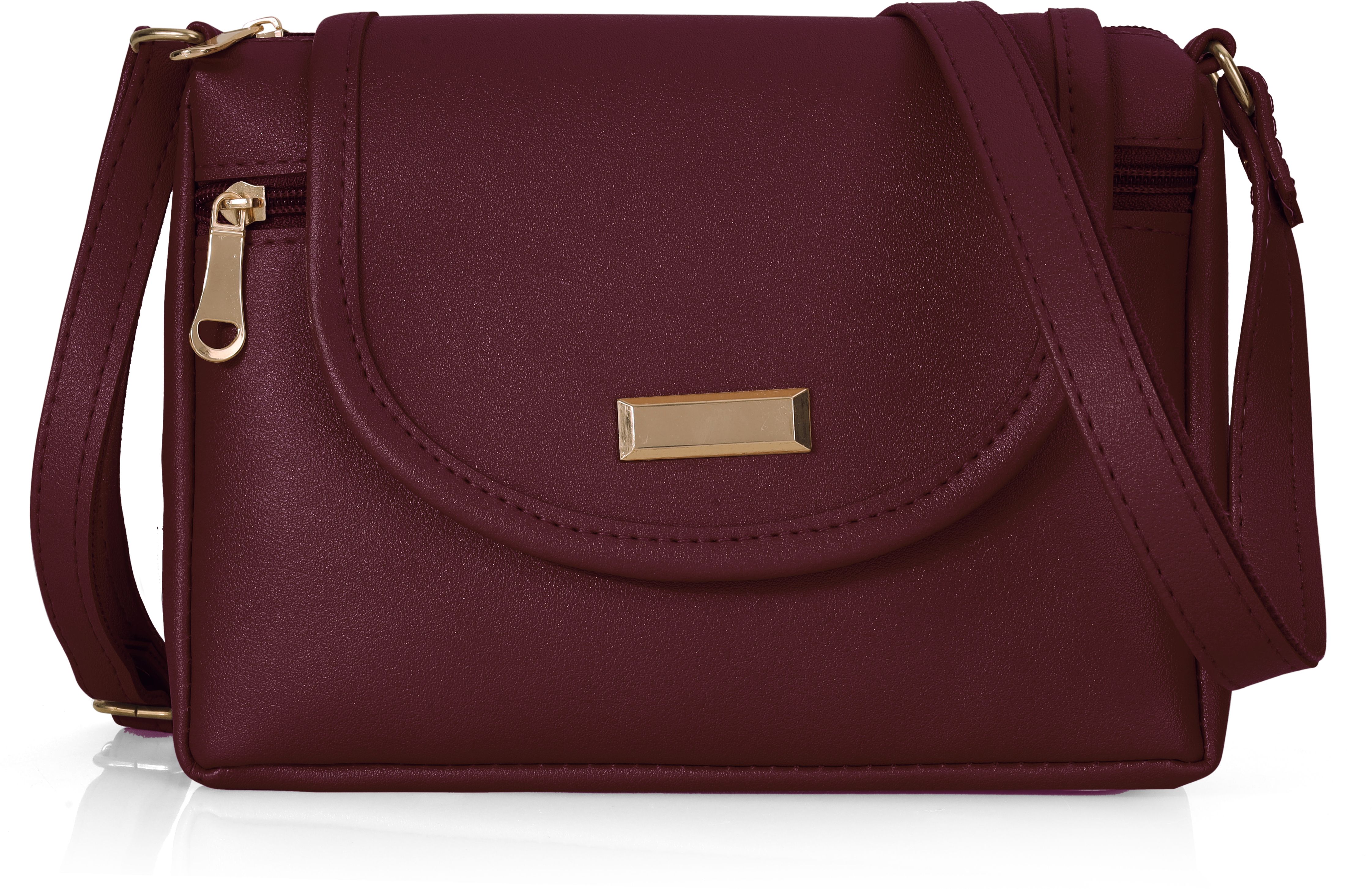 j i Maroon Men & Women Shoulder Bag Leather Sling Bag for Women-picture-11