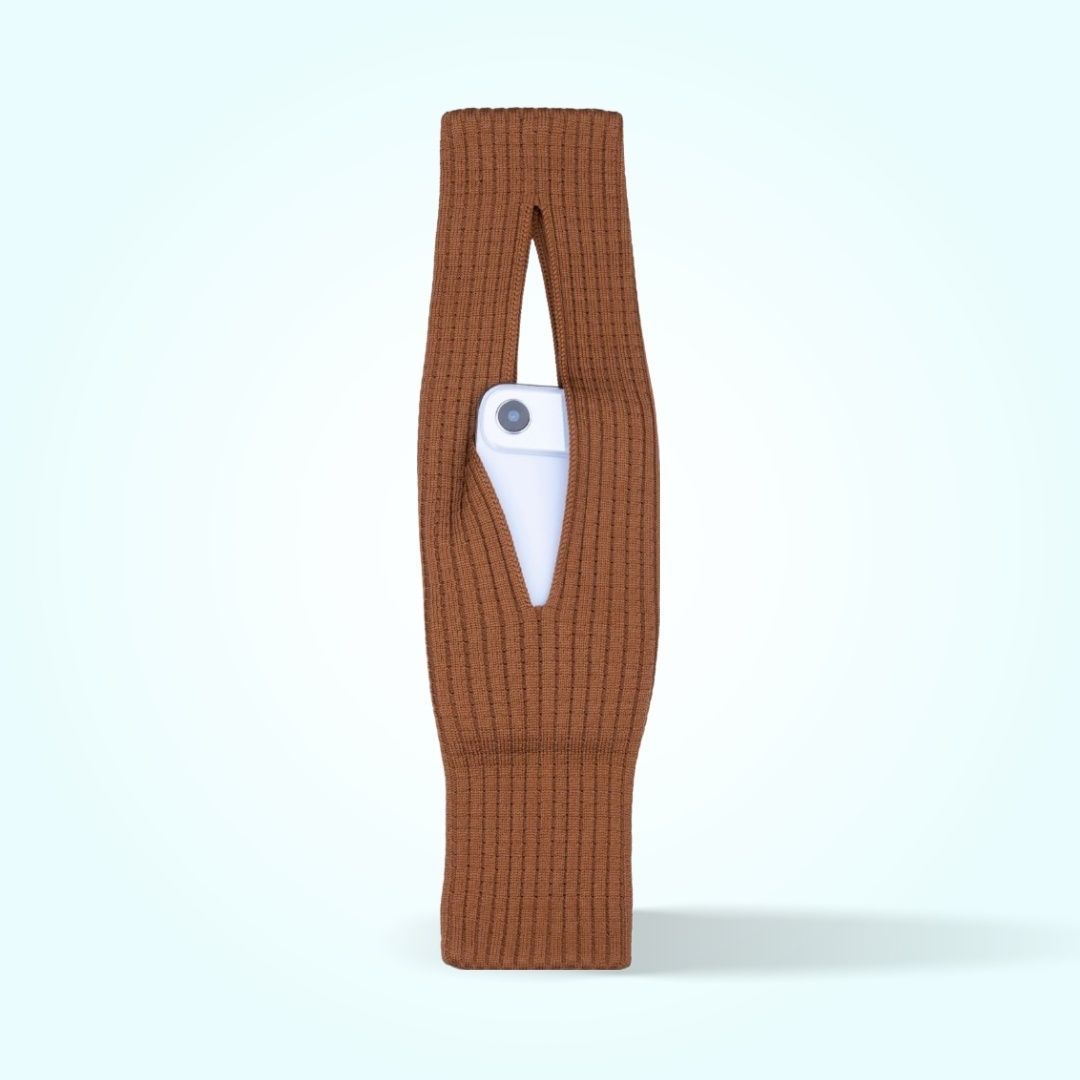 Brown Men & Women Sling Bag Mobile Phone Pocket 3D Knitted Scarf Phone Holder Sleeve, Unisex,Size (40cm) S04-image-43