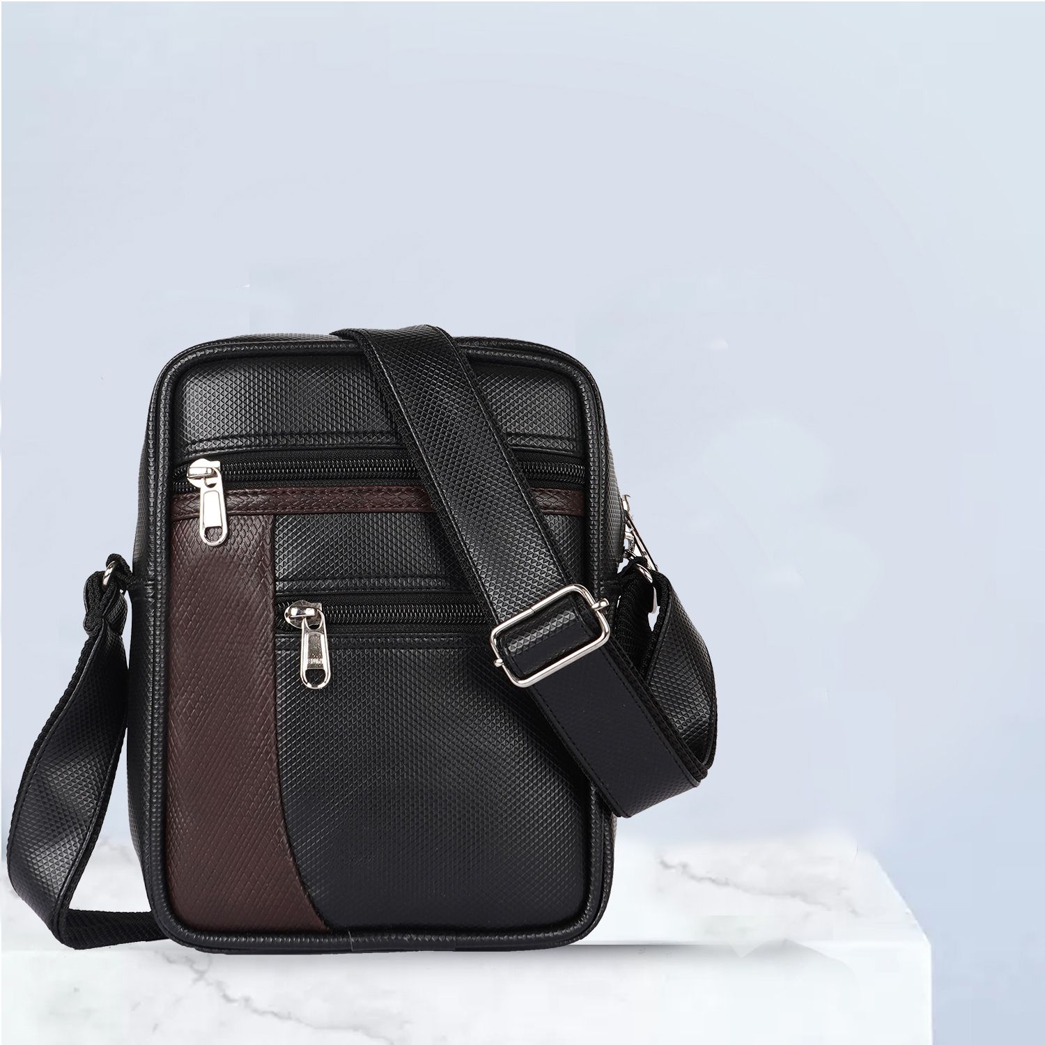 Black Men Sling Bag Mini 9 inch Side Sling bag for Men & Women-image-10
