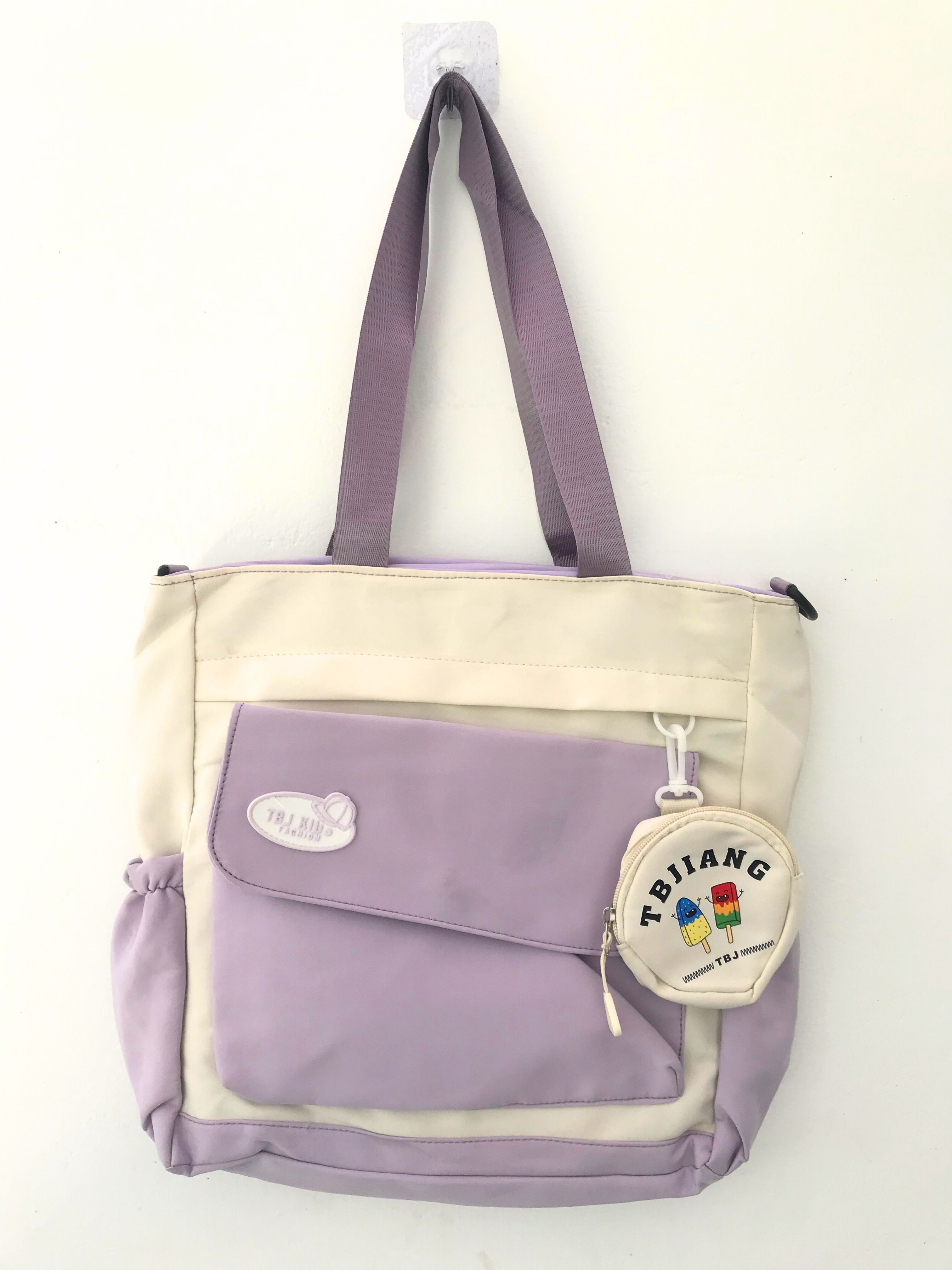 Women Purple, White Tote
