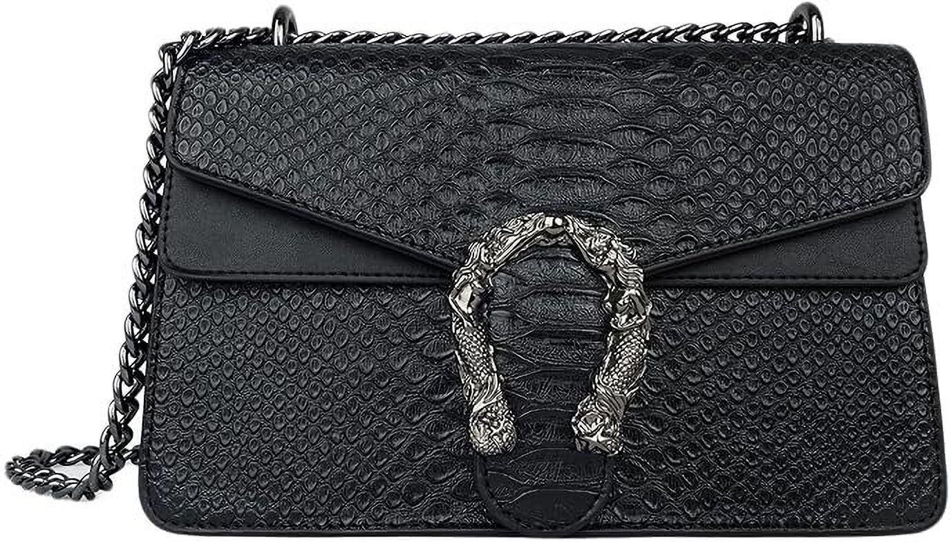 Black Women Sling Bag Girls Cross-body Shoulder Sling Bag Clutch Purse With Adjustable Chain Strap-image-5