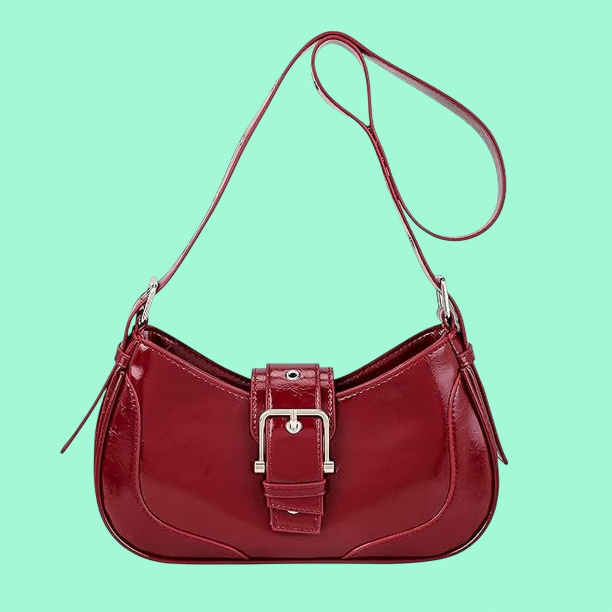 Maroon Women Sling Bag Women's Glossy Crossbody Sling Bag with Flap-image-18