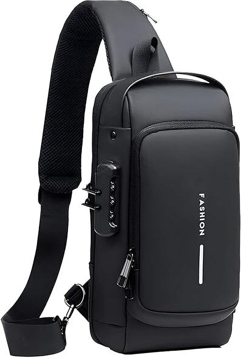romj Black Men & Women Sling Bag Anti-Theft, Waterproof, USB Charging, Crossbody Sling Bag with Adjustable Strap-picture-28
