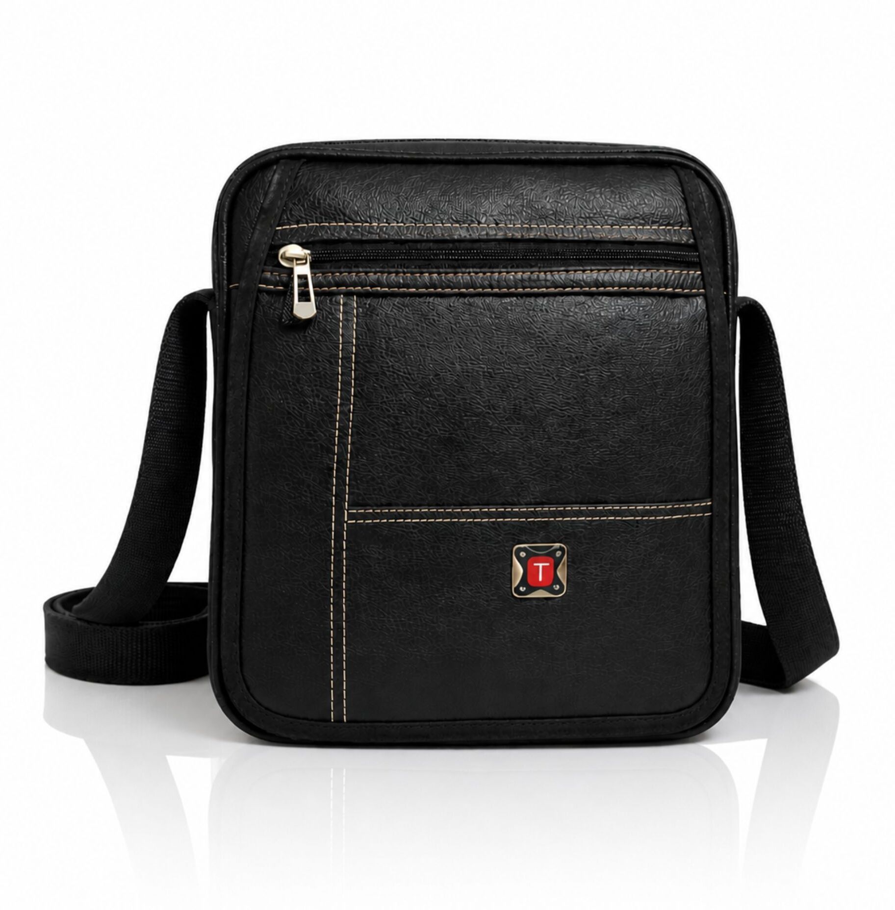 Black Men Sling Bag Leather Crossbody Sling Bag – Waterproof Travel & Everyday Bag-image-30