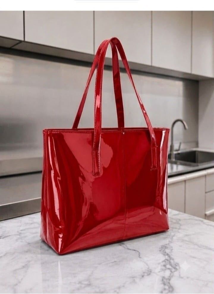 Red Women Tote Patent stylish handbag-image-2