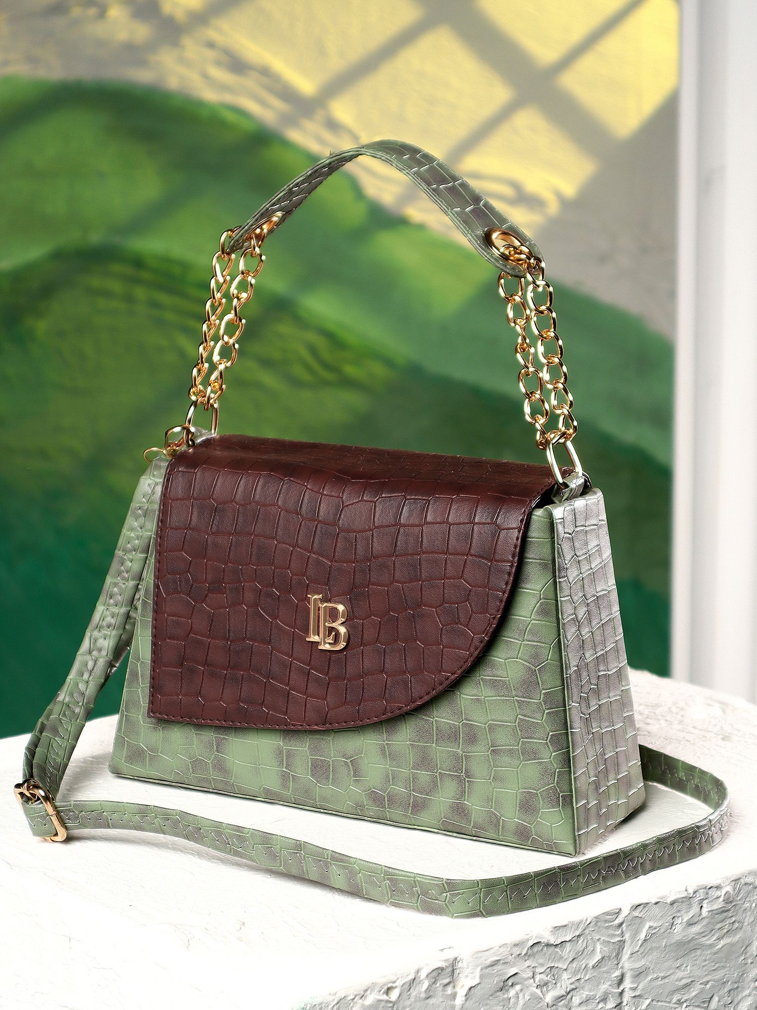 Green Women Sling Bag Crock Sling Bag-image-9