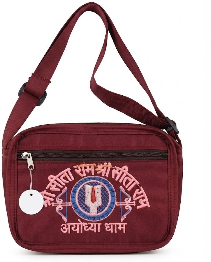 kheladilal Maroon Men & Women Sling Bag Jai Shri Ram Ayodhya Dham Embroidered Sling Bag for Men & Women-picture-46