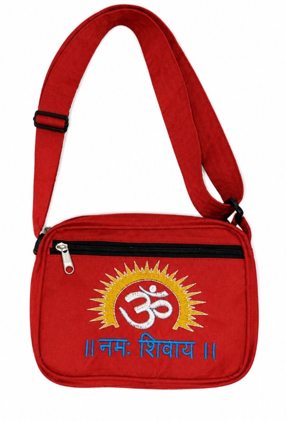 Red Men & Women Sling Bag Om Namah Shivaya Embroidered Sling Bag for Men & Women-image-36