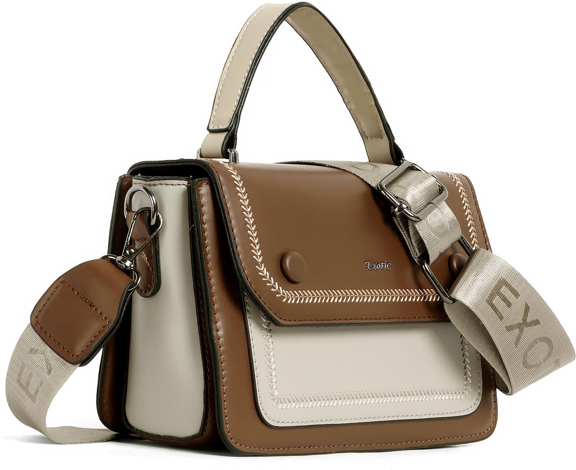 Brown Women Sling Bag Embroidery Design Boxy type Shoulder Bag