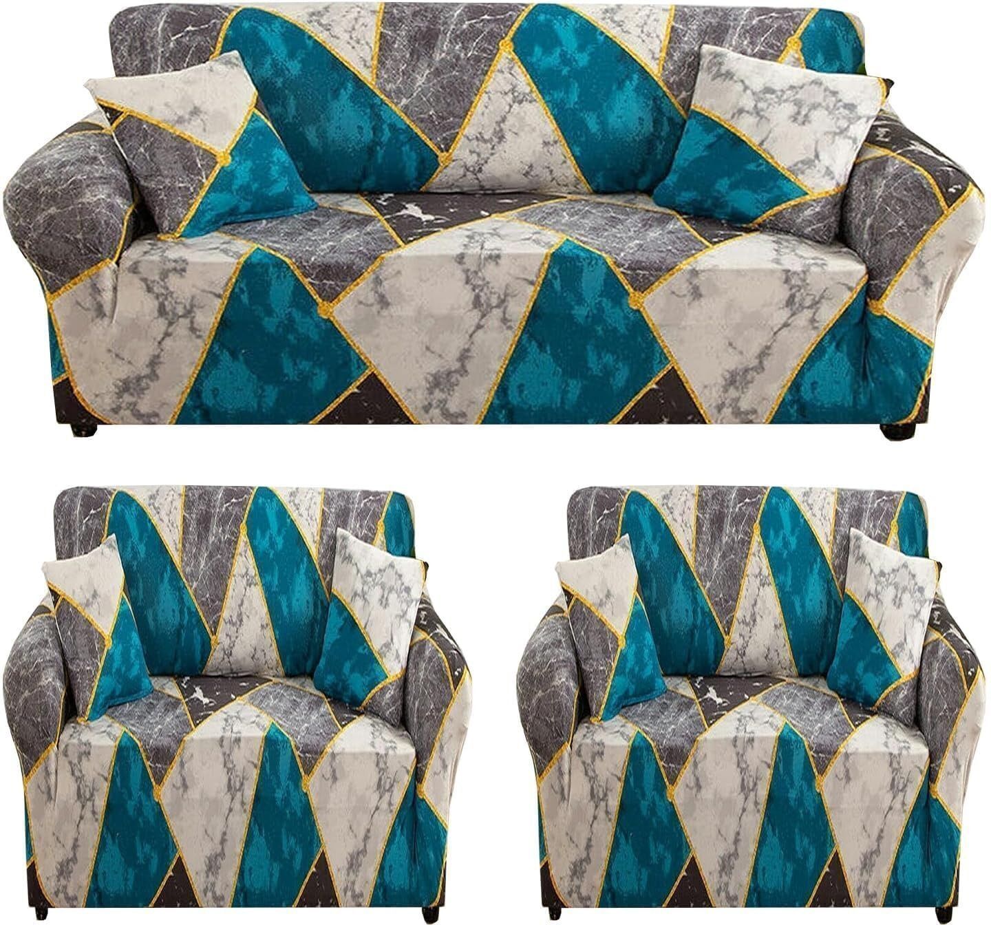 smartloom Polyester 3+1+1 Seater Sofa Checkered Cover-picture-10