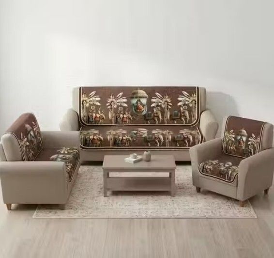 kaprido Polyester 3+1+1 Seater Sofa Damask Cover-picture-14