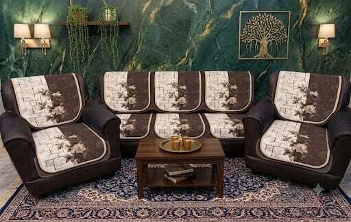 a.m.decor Velvet 3+1+1 Seater Sofa Printed Cover-picture-34