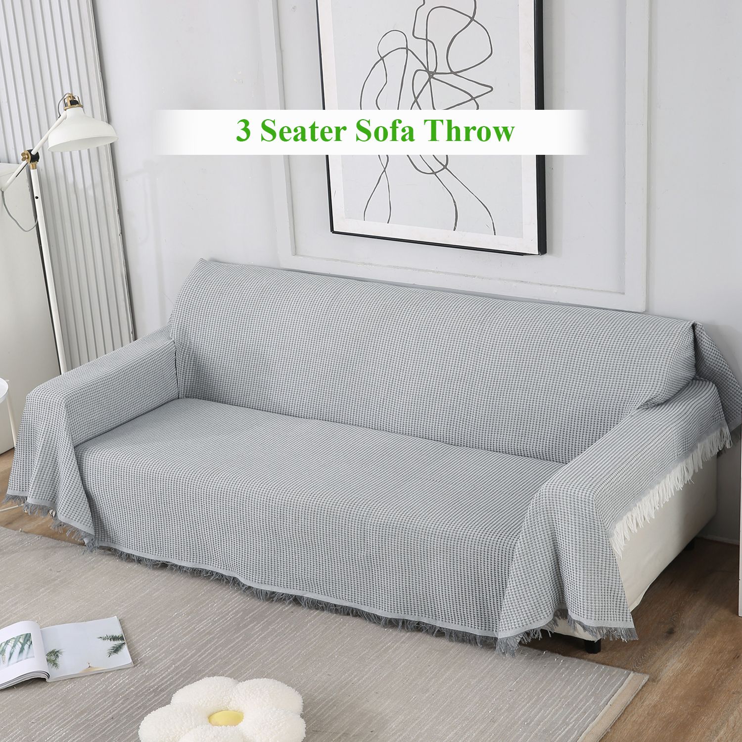 hokipo Polycotton 4 Seater Sofa Plain Cover-picture-2