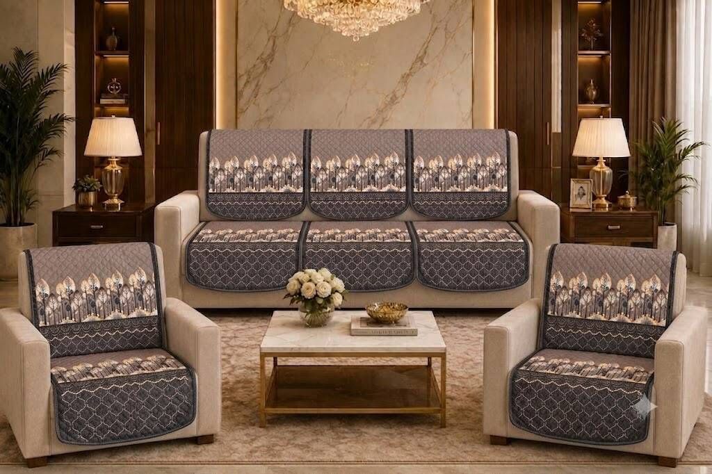 Velvet 3+1+1 Seater Sofa Abstract Cover-image-14