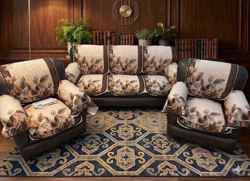 a.m.decor Velvet 3+2 Seater Sofa Floral Cover-picture-37