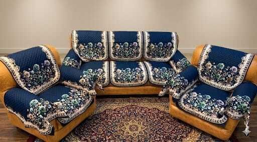 a.m.decor Velvet 3+2 Seater Sofa Printed Cover-picture-29