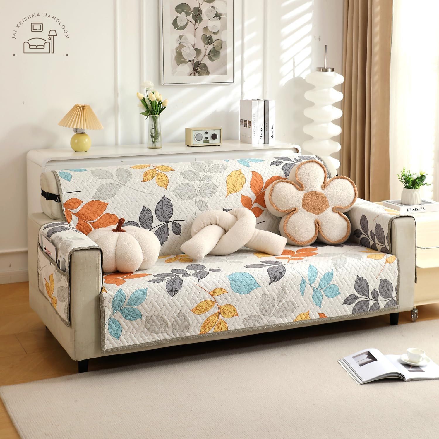 jai krishna Polycotton Floral 3 Seater Sofa Cover-picture-24