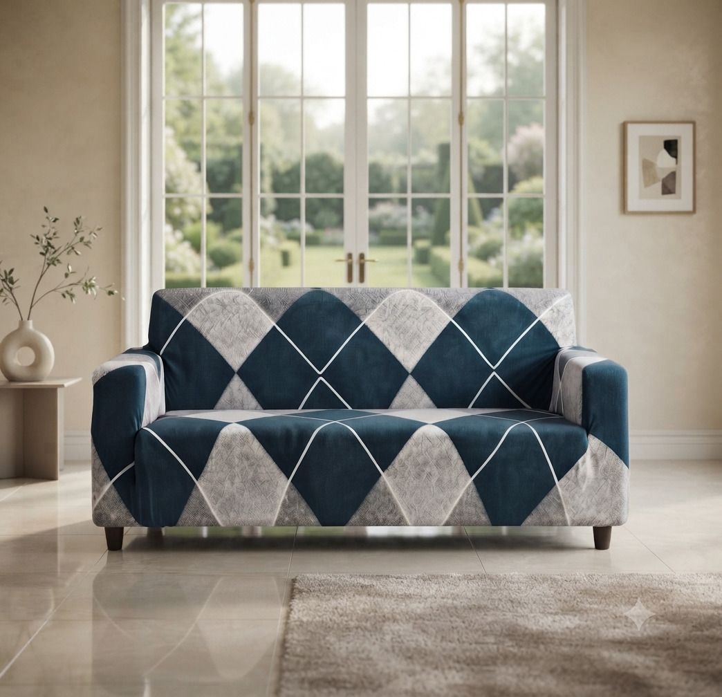 Polycotton 3 Seater Sofa Geometric Cover-image-3