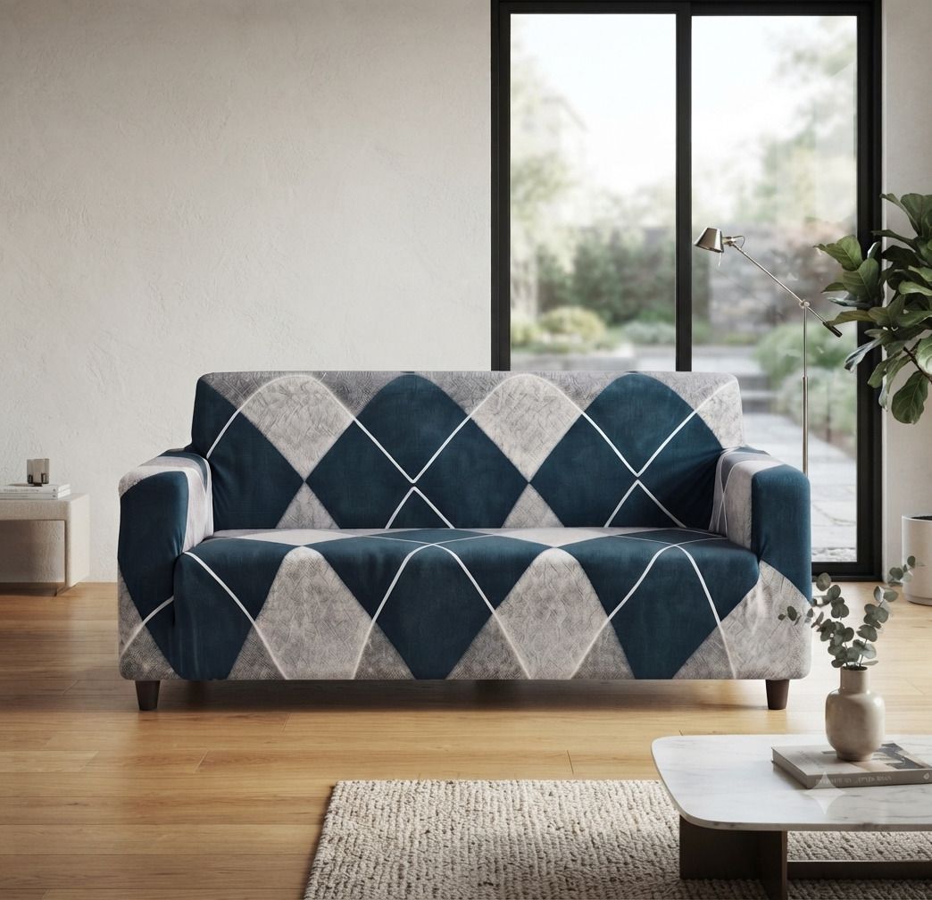 Polycotton 3 Seater Sofa Geometric Cover-image-6