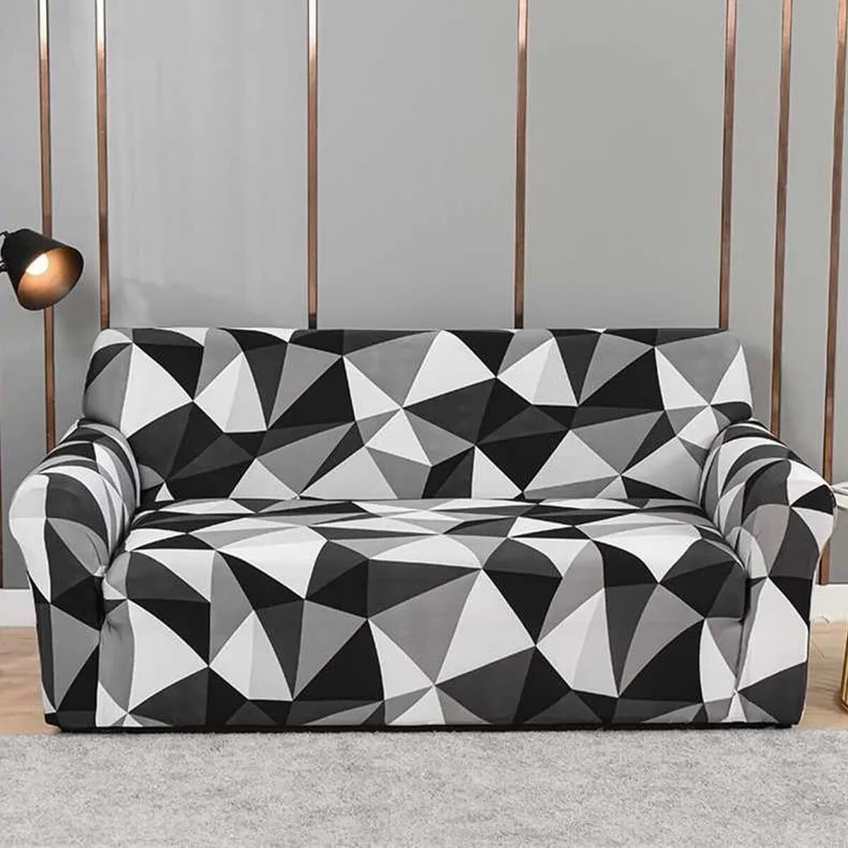 GEO-DARK GREEN-CREAM Gorgeous Printed 3-Seater Sofa Cover Fully Covered Stretchable Non-Slip Elastic Sofa Fabric-image-28