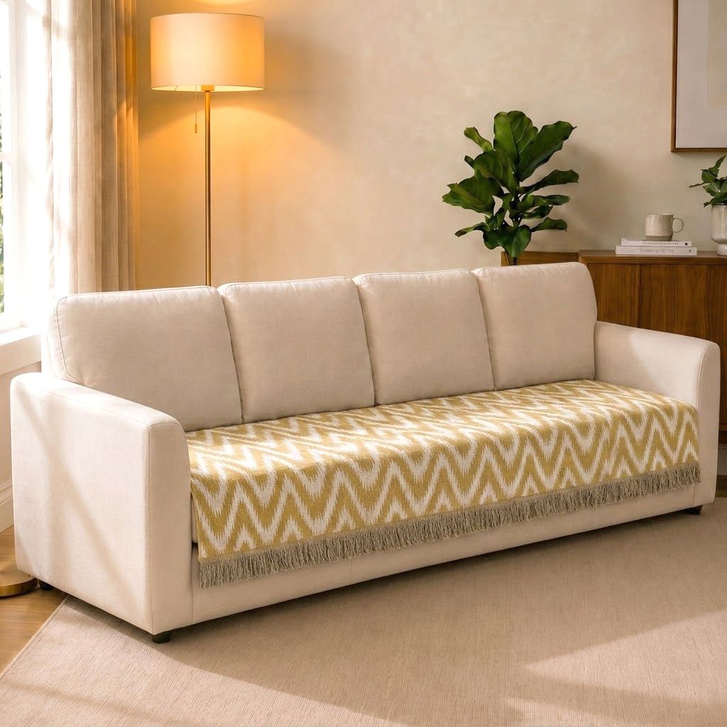 saral home Cotton 4 Seater Sofa Geometric Cover-picture-19
