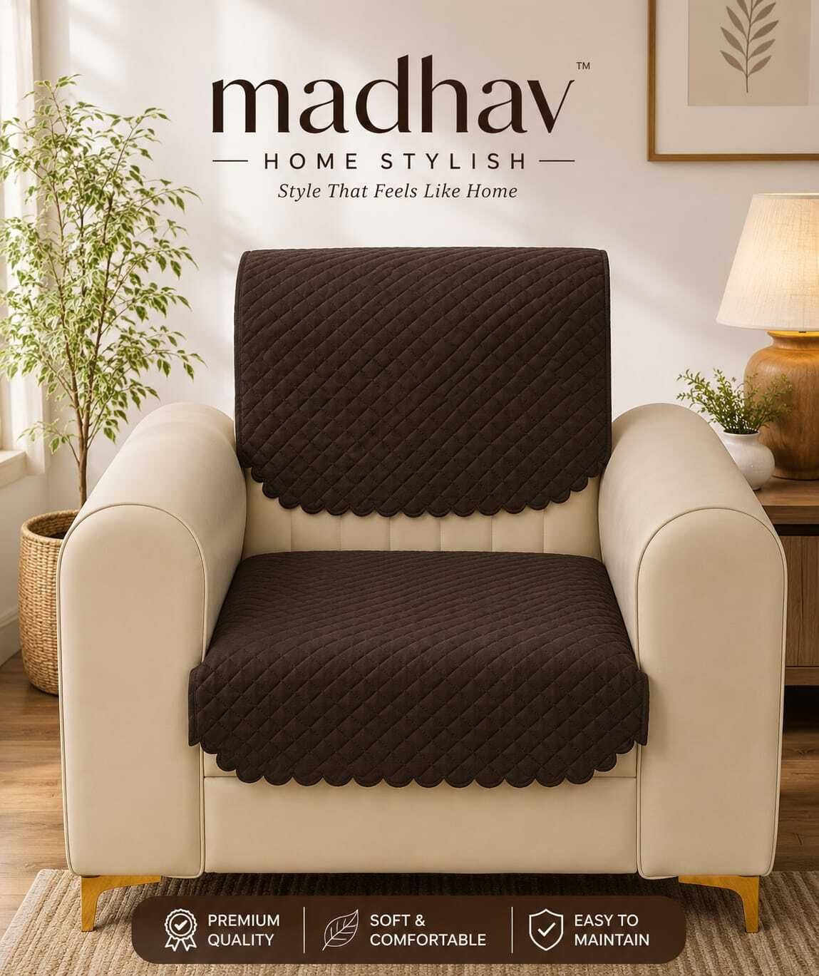 Velvet 1 Seater Sofa Quilted Cover-image-6