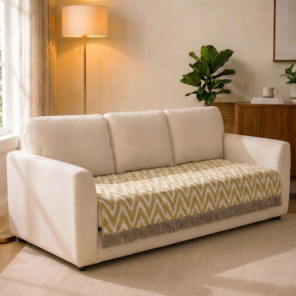 saral home Cotton 3 Seater Sofa Geometric Cover-picture-16