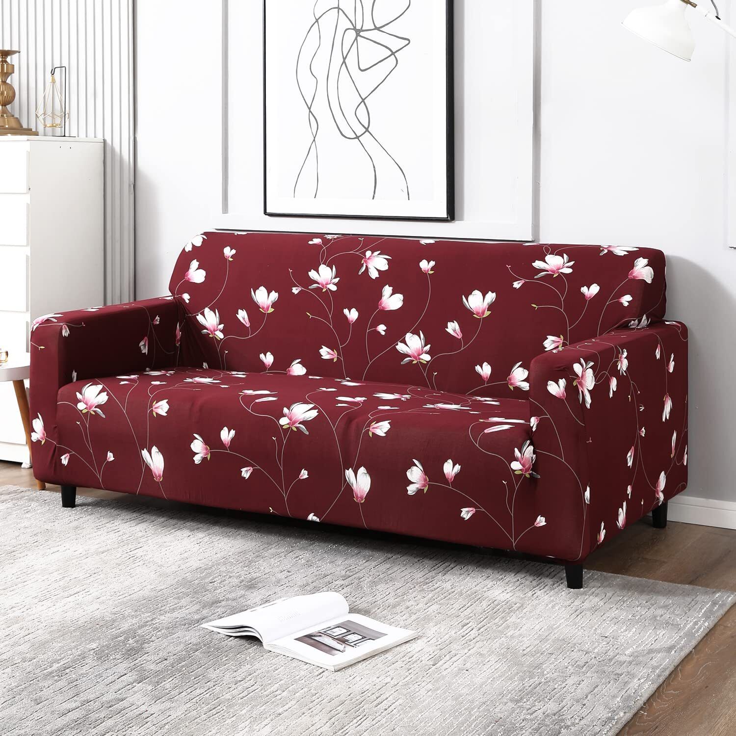 garg trading comp SOFA-SET-M Stretchable Floral Sofa Cover Elastic Slipcover for 3 Seater Couch Protector Sofa Fabric-picture-19