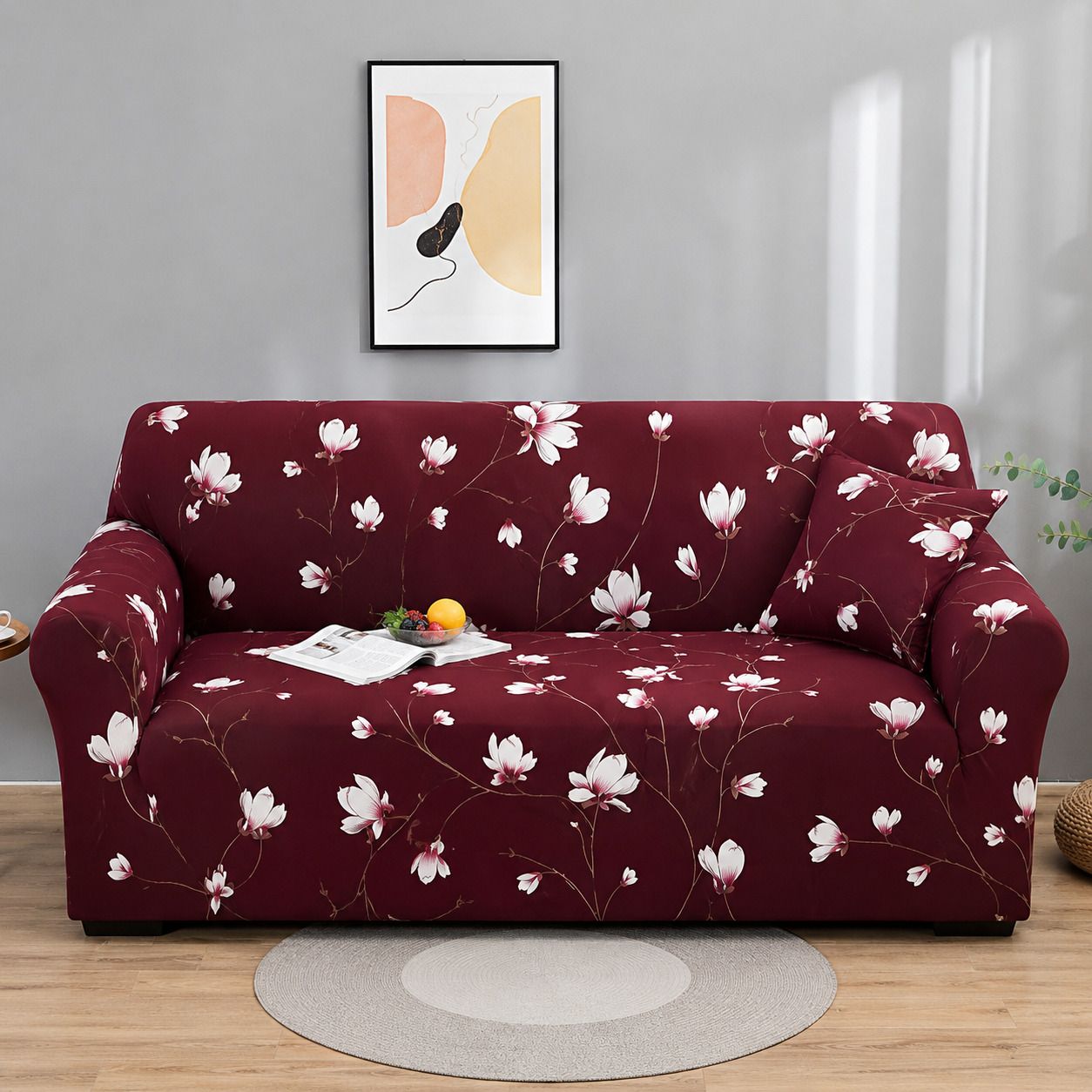 home solution Cotton 3 Seater Sofa Checkered Cover-picture-11